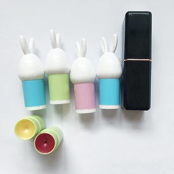 50pcs/lot Nueva Llegadas DIY MINI Lindo Conejo de dibujos animados de lápiz Labial Tubo de Maquillaje Herramienta Casera Vacío Bálsamo de Labios de Tubo de las Botellas Rellenables