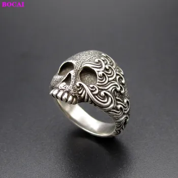 2020 S925 plata esterlina de la joyería del Cráneo de plata Tailandés anillo de la personalidad de plata punk dominante de los hombres del anillo