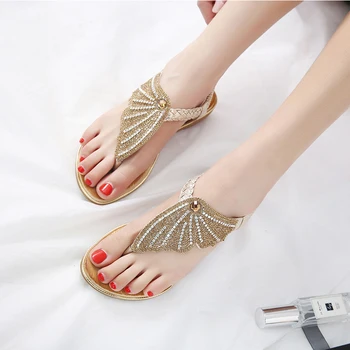 TIMETANG 2021 Nuevo Estilo Occidental de la Moda de Verano Sandalias de Playa de Lujo de diamantes de imitación de Cuentas Zapatos Mujer Casual Zapatos de las Mujeres