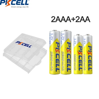PKCELL 4Pcs 2600mAh Baterías recargables AA +4Pcs Pilas AAA 1000 mah 1.2 V NI-MH AA/AAA Batería Recargable para Cámara de juguete