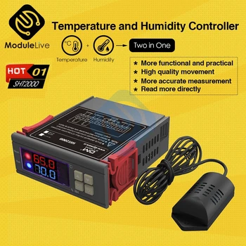 Digital de Humedad Controlador de Temperatura SHT2000 Termostato Regulador de Therometer Higrómetro nevera, Calentador de Agua CA 110V 220V 10A