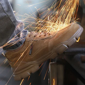 Los hombres de la Seguridad de los Zapatos de Cuero Botas de Trabajo Anti-aplastamiento Anti-perforación de Zapatos de Trabajo Indestructible de Invierno, Botas Con Puntera de Acero