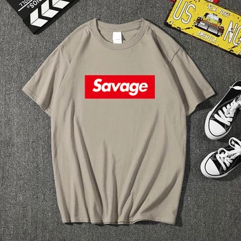 La marca de Camiseta de los Hombres de la Moda Nueva Savage Carta Impresa de Moda de Cuello Redondo T-shirts para Hombres de Manga Corta camiseta de Jersey