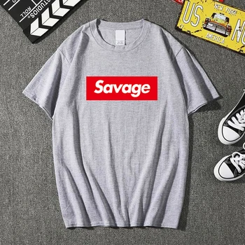 La marca de Camiseta de los Hombres de la Moda Nueva Savage Carta Impresa de Moda de Cuello Redondo T-shirts para Hombres de Manga Corta camiseta de Jersey
