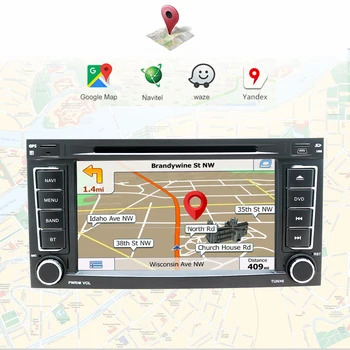 Eunavi 2 Din Android 10 4G de Coches Reproductor de DVD GPS De VW/Volkswagen/Touareg/Transporter T5 2004-2011 Multimedia de Coche Radio de 8 núcleos