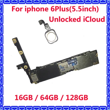 Para el iphone 6 Plus 6Plus original sistema IOS placa base con / sin touch ID de Desbloqueo de iCloud de la placa base 16GB 64GB 128GB