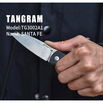 TANGRAM Plegable Cuchillo de Supervivencia Cuchillo de Bolsillo Tácticos de Japón Acuto440C Cada Día Llevar a la EDC manejo de Material G10 AZO Santa Fe TG3002