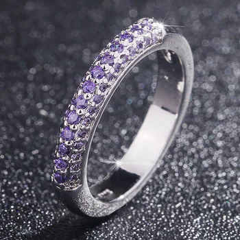 S925 Joyería de Plata Anillo de Diamantes para las Mujeres de Moda Anillos De piedras preciosas Bizuteria Púrpura Topacio Anillos de Plata de ley