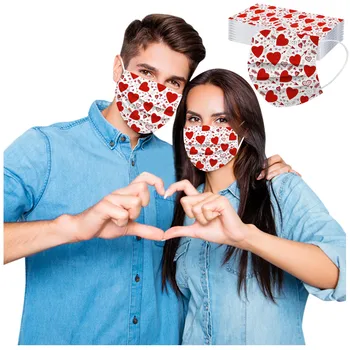 40pcs el Día de san Valentín Adulto Desechable Mascarilla Corazones 3ply de Protección de la Máscara de la Cara Cubierta de Boca Маска Для Лица
