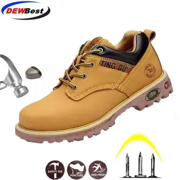 DEW Zapatos de los Hombres Zapatos de Trabajo Botas de Puntera de Acero Anti-aplastamiento Anti-perforación de los Hombres Multi de la Función de Protección Calzado de Zapatos de Seguridad