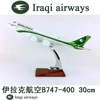 30CM Irak Airways líneas aéreas de Aviones Airbus 1:230 escala Boeing B747-400 modelo W base fundido aleación de plástico airplaen Juguete de niño plano