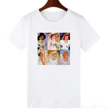 La princesa y el Príncipe Impresión del Patrón de la Mujer T-camisa de Verano de Manga Corta de la Camiseta O-cuello de la Camiseta