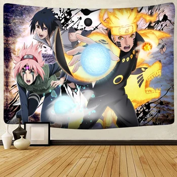 Anime Naruto Equipo De Kakashi Impreso De Decoración Para El Hogar Tapiz Para Colgar En Pared Hojas De Manta De Picnic Hippie Macrame Psicodélico Tapiz