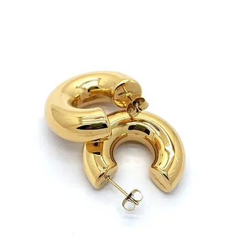 Grueso grueso de oro pendientes de aro para mujer de acero inoxidable ligero hueco pendientes de aro minimalista elegante de la joyería 2021