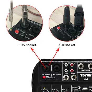 USB Mezclador de Audio TU04 BT 4 Canales de Sonido, mesas de Mezclas, Amplificador de Registro Mini Mezclador de Audio Para la Etapa de Rendimiento de la Familia K, Canciones de
