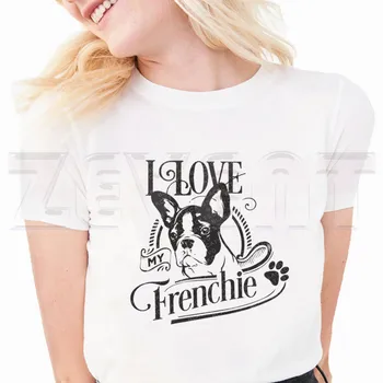 Graphic Tees de las Mujeres Frenchie camiseta con Impresión Divertido Lindo Bulldog francés Camisetas Tops Camisetas Camisetas Mujer Mujer Ropa