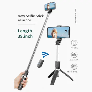 Inalámbrica Bluetooth Selfie Stick Trípode Trípode Plegable Monopies Universal para SmartPhones para Gopro Cámara de Deportes de Acción