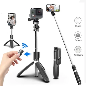 Inalámbrica Bluetooth Selfie Stick Trípode Trípode Plegable Monopies Universal para SmartPhones para Gopro Cámara de Deportes de Acción