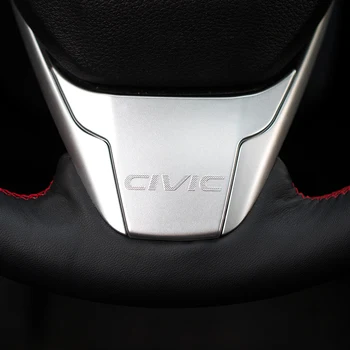 1 Pc del Coche de la Cubierta del Volante ABS de Fibra de Carbono Cromo Decoración de Interiores Accesorios Para el 10 de Honda Civic 2019 2018 2017 2016