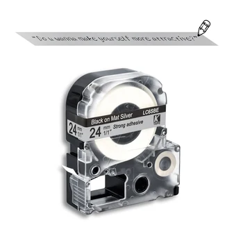 Epson cinta adhesiva 24mm negro sobre plata SM24X LC6SBE de la cinta de la máquina de escribir para KingJim label maker LW-300 LW400Epson impresora de etiquetas
