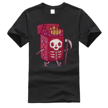 Cráneo Fumar Mata Reaper Camiseta Cazafantasmas Divertido Manga Corta Algodón Impreso Diseño Suelto Hombres T Camisetas De Envío De La Gota