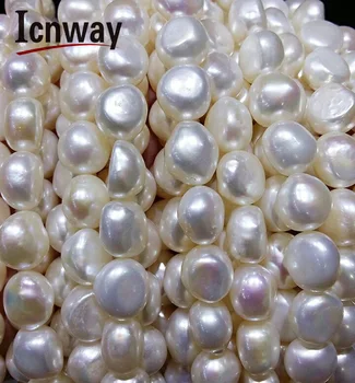 Natural de agua Dulce Perla blanca 10-12mm Barroco Para la Fabricación de Joyas 15inches DIY de la Joyería Mayorista ping