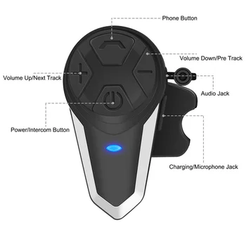 BT-S3 BTS3 de la Motocicleta de Bluetooth del Casco Intercomunicador Moto Casco BT Auricular Impermeable Comunicador Interfono FM tipo C Cargador