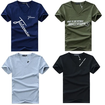 V-cuello de la Camiseta de los Hombres De 2019 Nueva Llegada caliente venta de verano de manga corta t-shirt talla S a 5XL Asiático tamaño