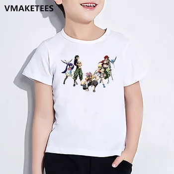 Los niños de Verano de Manga Corta de Manga Corta de Niños y Niñas camiseta del Anime Fairy Tail T-shirt de Impresión de dibujos animados Divertidos Ropa de Bebé,ooo4345