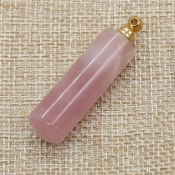 La Piedra Natural Frasco de Perfume Exquisito Colgante Sección de color Rosa de Cristal De la Joyería de los Encantos DIY Collar de Accesorios