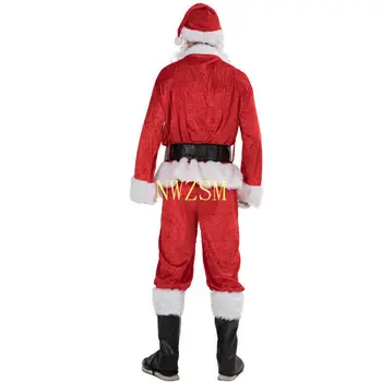 Navidad Santa Claus Traje de Cosplay de Santa Claus Ropa de disfraces De Navidad para Hombres 5pcs/lot Traje Para Adultos caliente