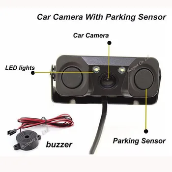Koorinwoo Inalámbrico Para Sony AHD Parktronic Coche Sensores de Aparcamiento 2 + cámara de visión Trasera Con Monitor de Espejo Monitor de Aparcamiento Altavoz