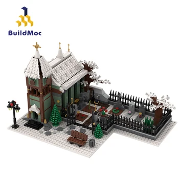 BuildMoc Edificios de la Ciudad Pueblo de Navidad de Invierno de la Casa de los Conjuntos de MOC Arquitectura de la Iglesia a la Construcción de Bloques de Ladrillos de la Calle de la Ciudad de la Vista de los Juguetes