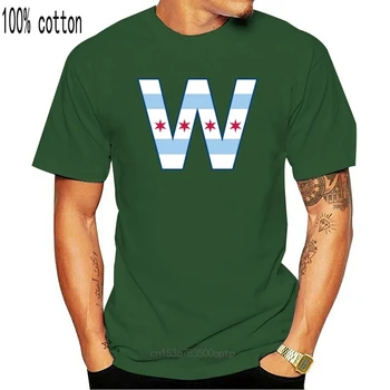 Chicago Bandera W T-Shirt Cachorros De Béisbol Camiseta Retro O Cuello De La Camiseta