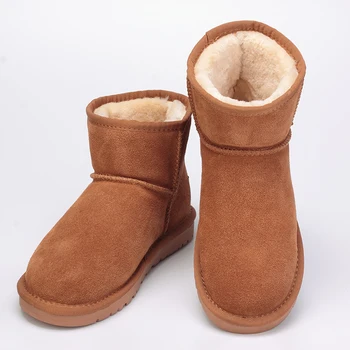 MYLRINA Clásico de Cuero Botas de Nieve de Cuero Genuino Botas de Invierno Cálido Zapatos Para las Mujeres de Gran Tamaño 34-44