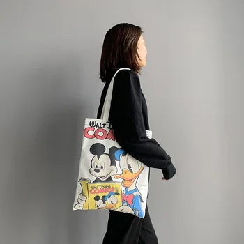 Disney bolsa de lona de las mujeres de un solo hombro Japonés de los estudiantes lindo bolso de mano, bolso de mujer de Mickey mouse lienzo bolso de mano