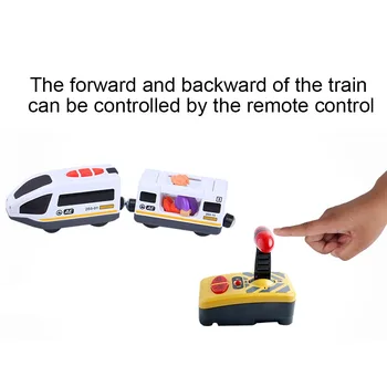 Control Remoto de los niños del Tren Eléctrico Magnético de la Ranura de Fundido Pista de Ferrocarril Vehículo RC Locomotora de Transporte de los Trenes de Transporte de Coches de Juguete
