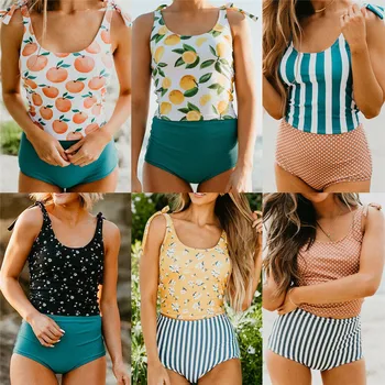 2020 Brasileña Sexy de las Mujeres de Talle Alto, Bikini Set de Dos piezas Push Up Collar de Tankini Bikini Traje de baño Traje de Baño trajes de baño