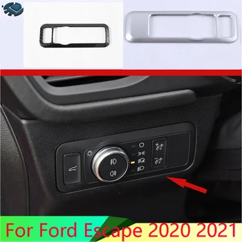Para el Escape de Ford Kuga 2020 2021 de los Accesorios del Coche del ABS Cromo Cabezal de Luz Interruptor de Botón de la Cubierta del Panel de Control Moldura Bisel