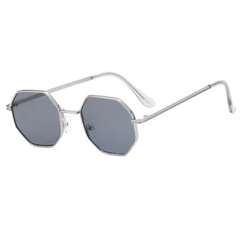 HEISKING las mujeres de la vendimia gafas de sol de los hombres de metal marrón 2020 macho octogonal gafas de sol para damas polígono uv400 Lentes de sol Mujer