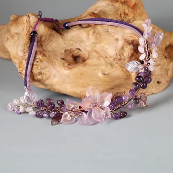 Las mujeres Collares de cuerda de las cadenas de enlace con cuentas de Cristal Gargantilla de Rosa Colgante de Collar de las Niñas de las Mujeres Hermosas Joyas regalos