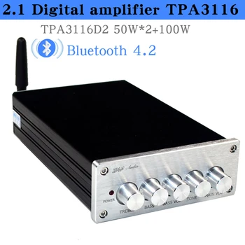 HIFIDIY TPA3116D2 A2.1N Subwoofer Amplificador Digital de Audio Amplificador de 2X50W+100W Casa de Graves de los Altavoces de Bluetooth 5.0