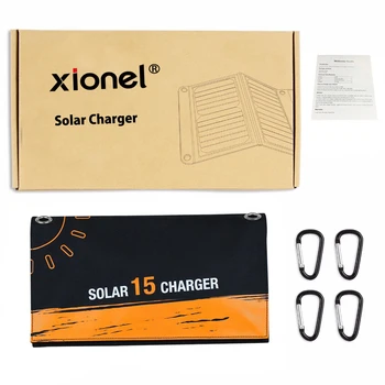 Xionel Portátil Foldable15W Dual USB Cargador Solar Altamente Eficiente Panel Solar Sunpower