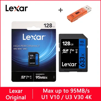 Lexar 633X Tarjeta SD de 32GB 64GB 128GB 256GB 512 GB, 16 GB Clase 10 U1/U3 V30 Tarjeta de Memoria de 64 128 gb 1 TB Flash Tarjeta de Memoria SD, SDHC, SDXC