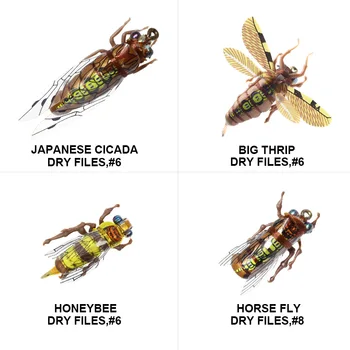 Para la pesca con Mosca Seca Pesca Moscas Conjunto de Volar atado Kit de Atraer 12pcs 6# 8# abeja Realista Atraer a los Insectos para la Trucha arco iris Moscas