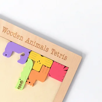 Animales de Madera 3D Tangram Colorido Rompecabezas de Rompecabezas Juguetes Educativos Para los Niños en Matemáticas a los Niños Juguetes Magination Cerebro Teaser de Navidad Regalos