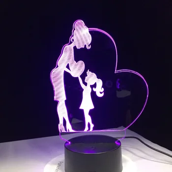 La mamá y la Hija, el Amor de Regalo 3D Lámpara de Luz de Noche LED con 7 Colores Cambian Madre Regalo de Vuelta A la Escuela de Acuerdo sobre el Presupuesto del Regalo de la Nave de la Gota