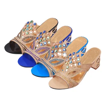 Verano Zapatos de Tacón para Mujer Sexy Open Toe Sandalias de las Señoras Bombas de las Mujeres Zapatos de la Boda Decoración de diamantes de imitación de Fiesta Zapatos tyh76