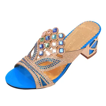Verano Zapatos de Tacón para Mujer Sexy Open Toe Sandalias de las Señoras Bombas de las Mujeres Zapatos de la Boda Decoración de diamantes de imitación de Fiesta Zapatos tyh76