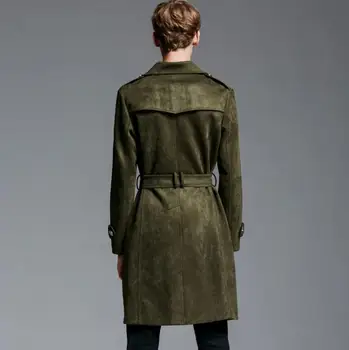 Para hombre abrigos hombre verde del Ejército piel de venado capa larga de los hombres de la ropa de abrigo slim fit de manga larga 2020 nuevo diseñador